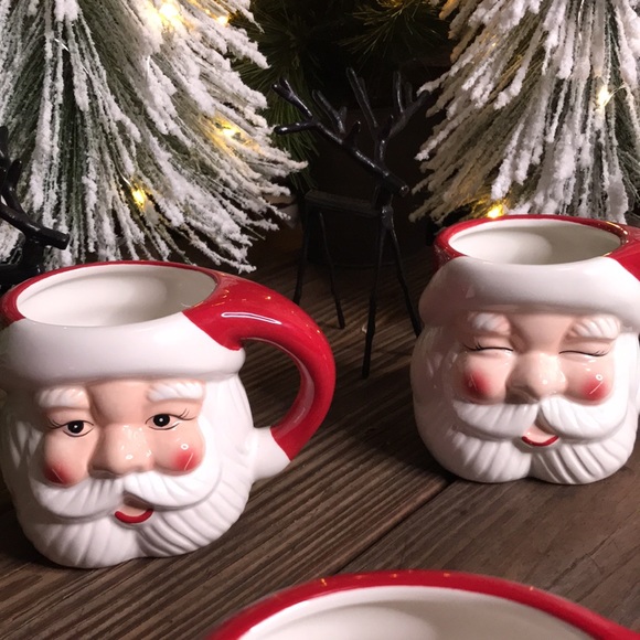 Pottery Barn Hand Painted Vintage Style Santa Claus Holiday Mugs 16oz - Set of 4 - Picture 7 of 16